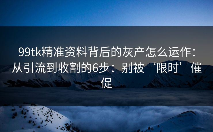 99tk精准资料背后的灰产怎么运作：从引流到收割的6步：别被‘限时’催促
