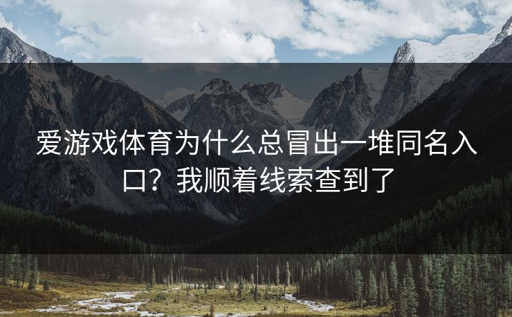 爱游戏体育为什么总冒出一堆同名入口？我顺着线索查到了
